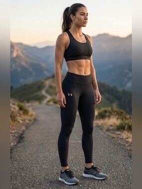 Under Armour Black High-Rise Training Leggings with Gold Logo